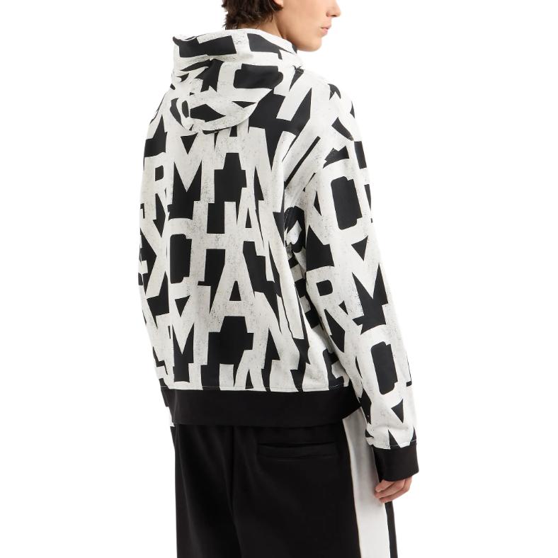 Purchase 阿玛尼AX 黑色logo印花半拉链连帽衫 FW24. 6DZMLB-ZJ4XZ-52AN