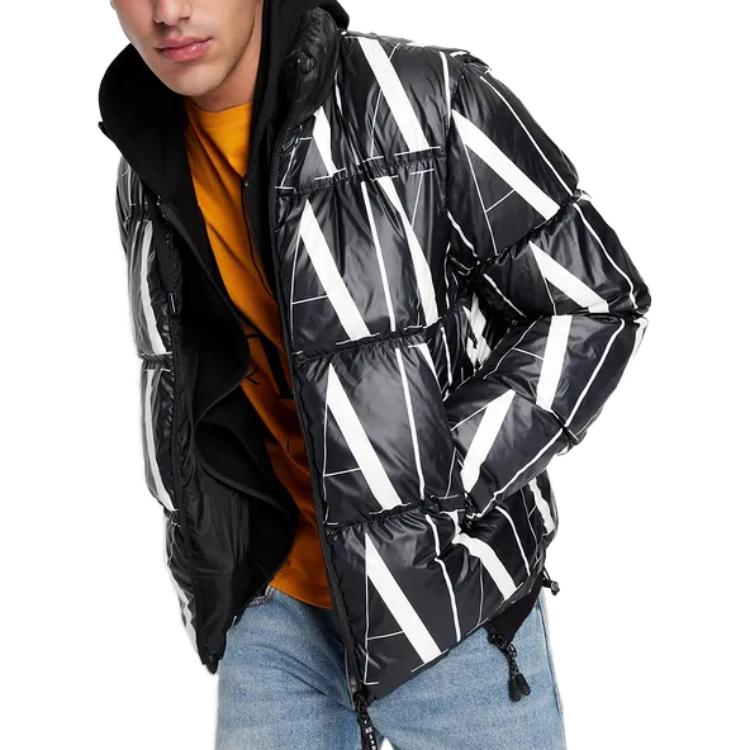 Purchase 아르마니 익스체인지 블랙 로고 프린트 패딩 재킷 집업 스탠드 칼라. 8NZBP8ZNULZ122AR