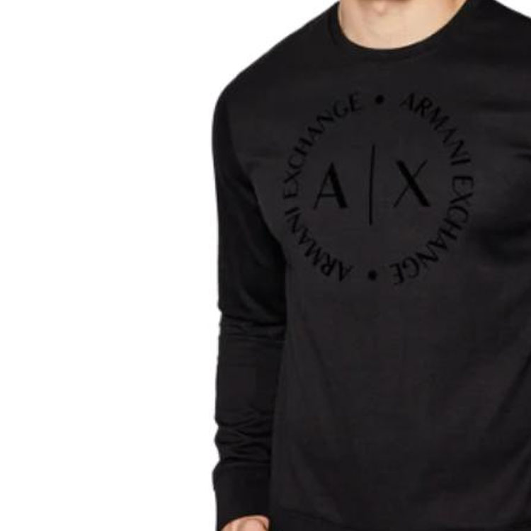 Purchase 阿玛尼AX黑色宽松字母印花圆领卫衣 8NZM87-Z9N1Z-1200