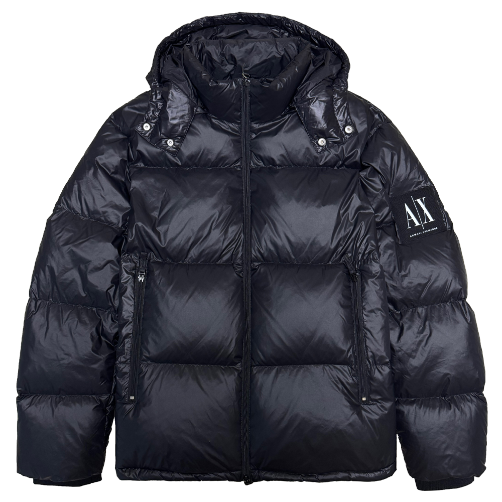 ARMANI EXCHANGE  Black Solid Hooded Zip-Up Long Sleeve Down Jacket 8NZB70-ZNYNZ-11200