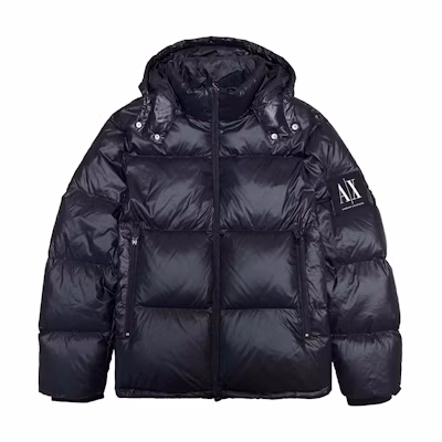 ARMANI EXCHANGE Black Solid Hooded Zip-Up Long Sleeve Down Jacket 8NZB70-ZNYNZ-11200