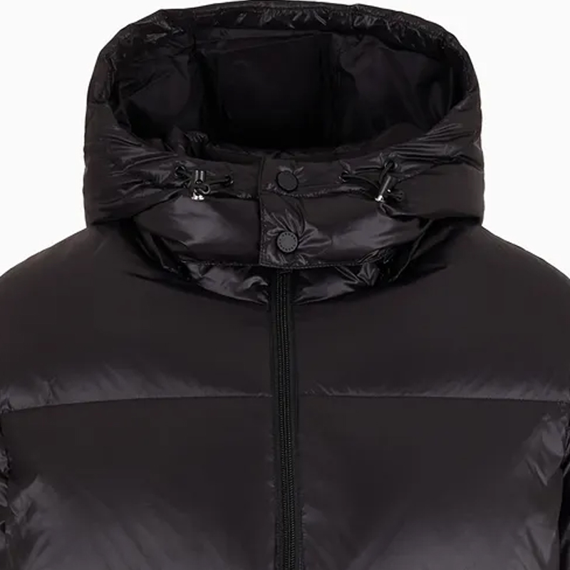 Lookbook 알마니 익스체인지 블랙 후드 긴팔 다운 집업 자켓 8NZB70-ZNYNZ-11200