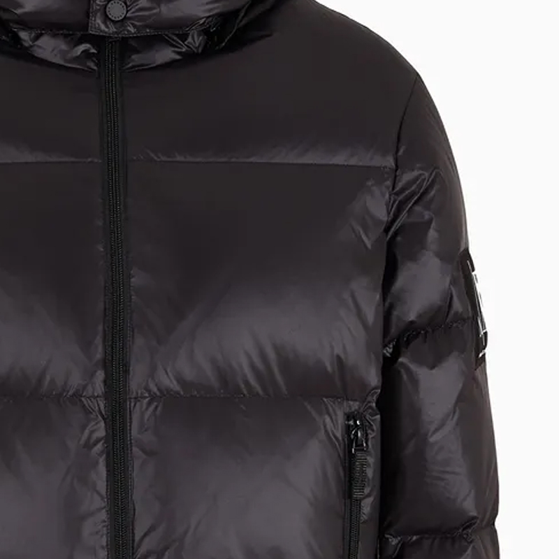 Details for 알마니 익스체인지 블랙 후드 긴팔 다운 집업 자켓 8NZB70-ZNYNZ-11200