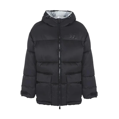 ARMANI EXCHANGE Black Solid Zipper Hooded Down Jacket 6RZK45-ZNJ7Z-11200