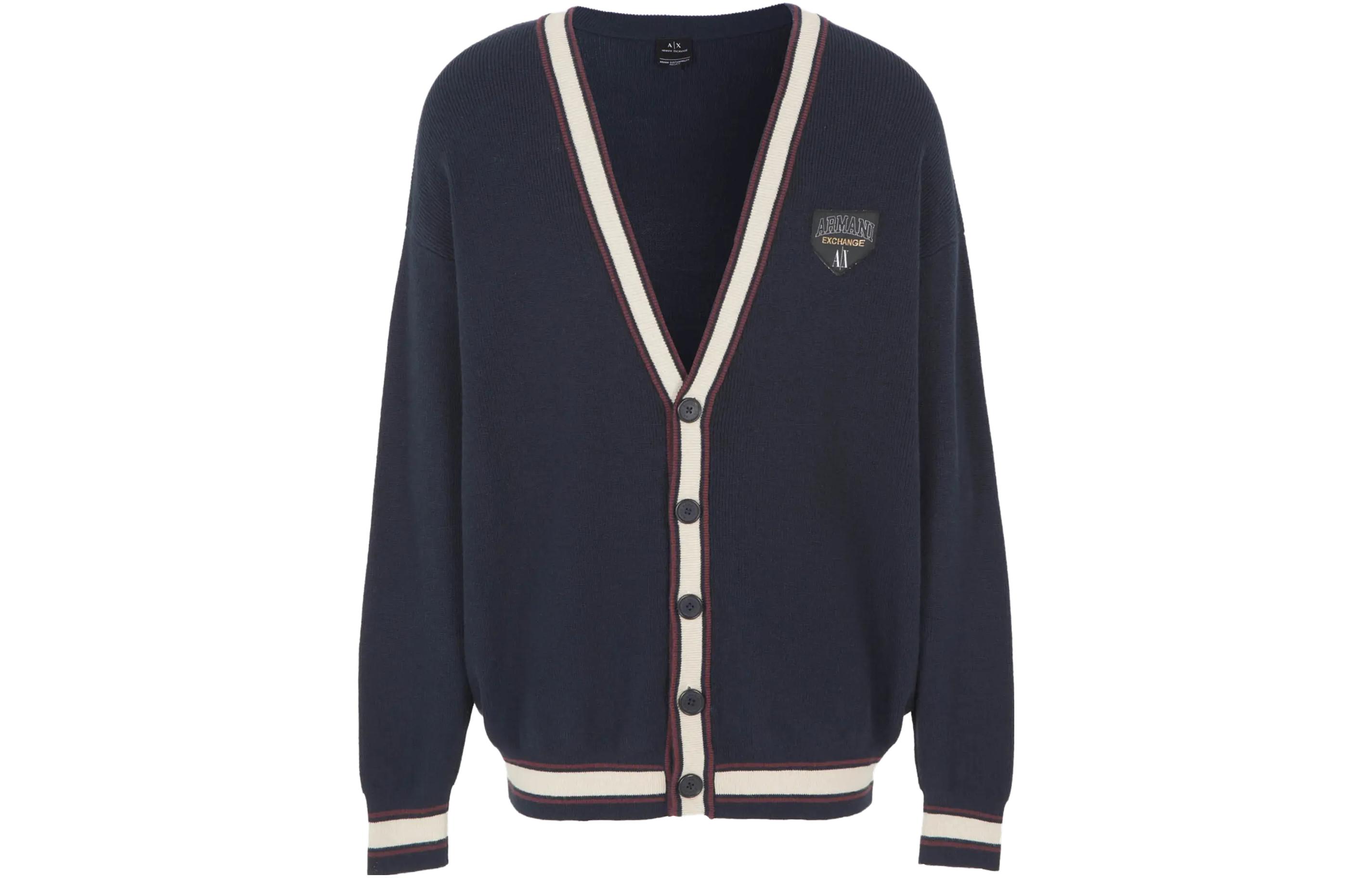 Details for ARMANI EXCHANGE Kardigan Butang Warna Blok Logo Lengan Panjang. 6RZE2A-ZM3FZ-1934