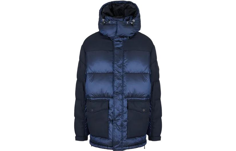 ARMANI EXCHANGE  Contrast Hooded Cotton Jacket in Navy Blue 6LZK34-ZNWHZ-85BS