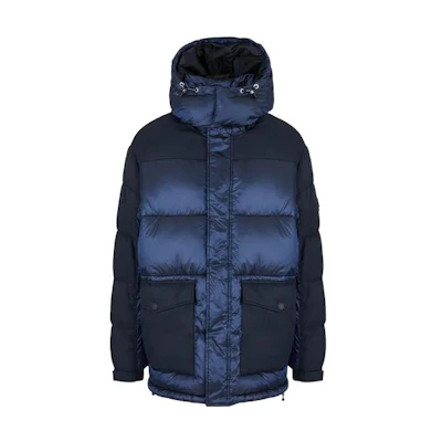 ARMANI EXCHANGE Contrast Hooded Cotton Jacket in Navy Blue 6LZK34-ZNWHZ-85BS