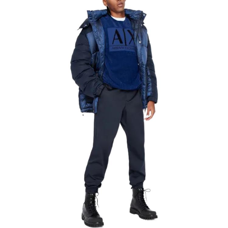 Lookbook ARMANI EXCHANGE  Contrast Hooded Cotton Jacket in Navy Blue 6LZK34-ZNWHZ-85BS