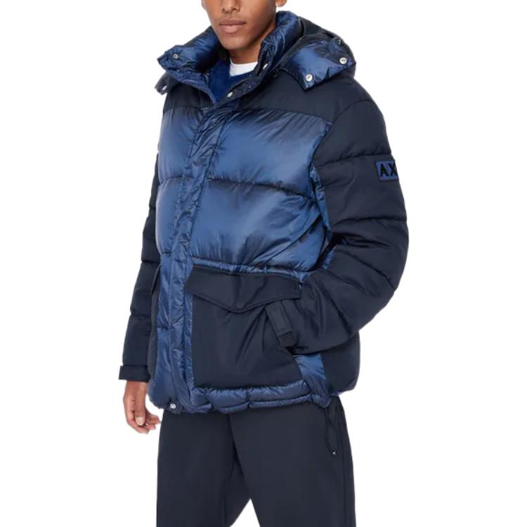 Purchase ARMANI EXCHANGE  Contrast Hooded Cotton Jacket in Navy Blue 6LZK34-ZNWHZ-85BS