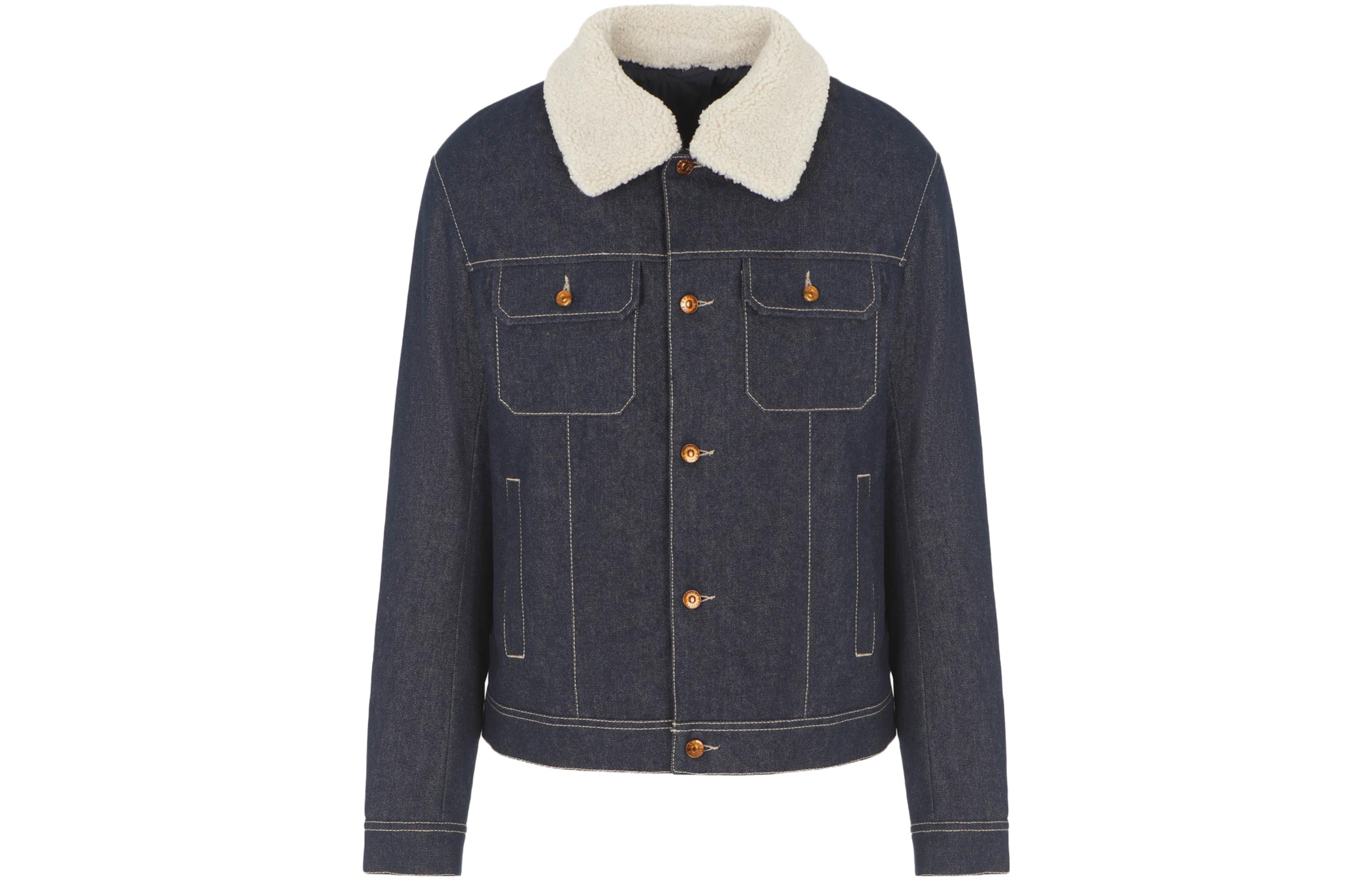 ARMANI EXCHANGE  Denim Blue Cotton Jacket with Detachable Suede Collar. 6RZB48-Z1X5Z-1500