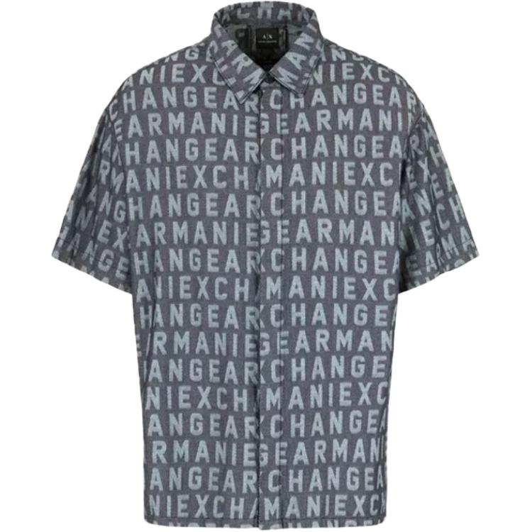 Order 아르마니 익스체인지 그레이 모노그램 반소매 버튼업 셔츠. 3DZCD4-Z1WAZ-05HC