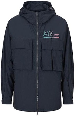 ARMANI EXCHANGE Logo Print Hooded Zip Jacket Navy Blue. 3RZB30-ZN1CZ-1510 Buy ARMANI EXCHANGE Logo Print Hooded Zip Jacket Navy Blue. 3RZB30-ZN1CZ-1510