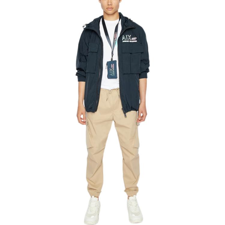 Lookbook ARMANI EXCHANGE  Logo Print Hooded Zip Jacket Navy Blue. 3RZB30-ZN1CZ-1510