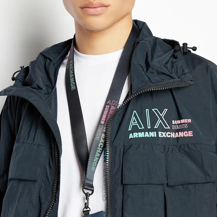 Details for ARMANI EXCHANGE  Logo Print Hooded Zip Jacket Navy Blue. 3RZB30-ZN1CZ-1510