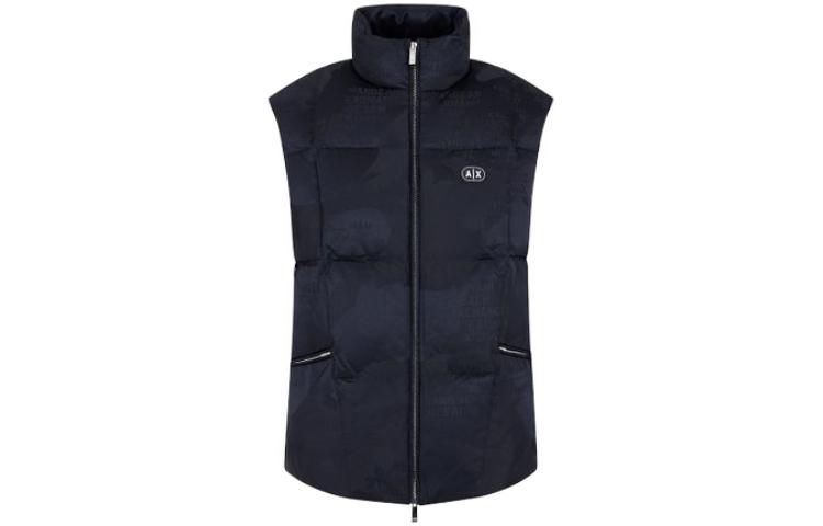 Armani Exchange  Logo Print Sleeveless Puffer Jacket with Zipper Collar. 3DZQL5-ZN3HZ-55JK