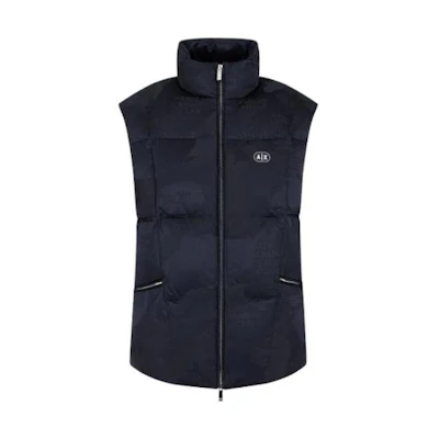 Armani Exchange Logo Print Sleeveless Puffer Jacket with Zipper Collar. 3DZQL5-ZN3HZ-55JK