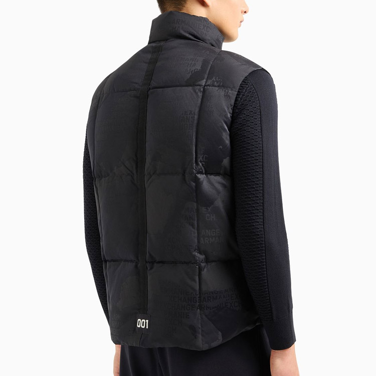 Shop Armani Exchange  Logo Print Sleeveless Puffer Jacket with Zipper Collar. 3DZQL5-ZN3HZ-55JK