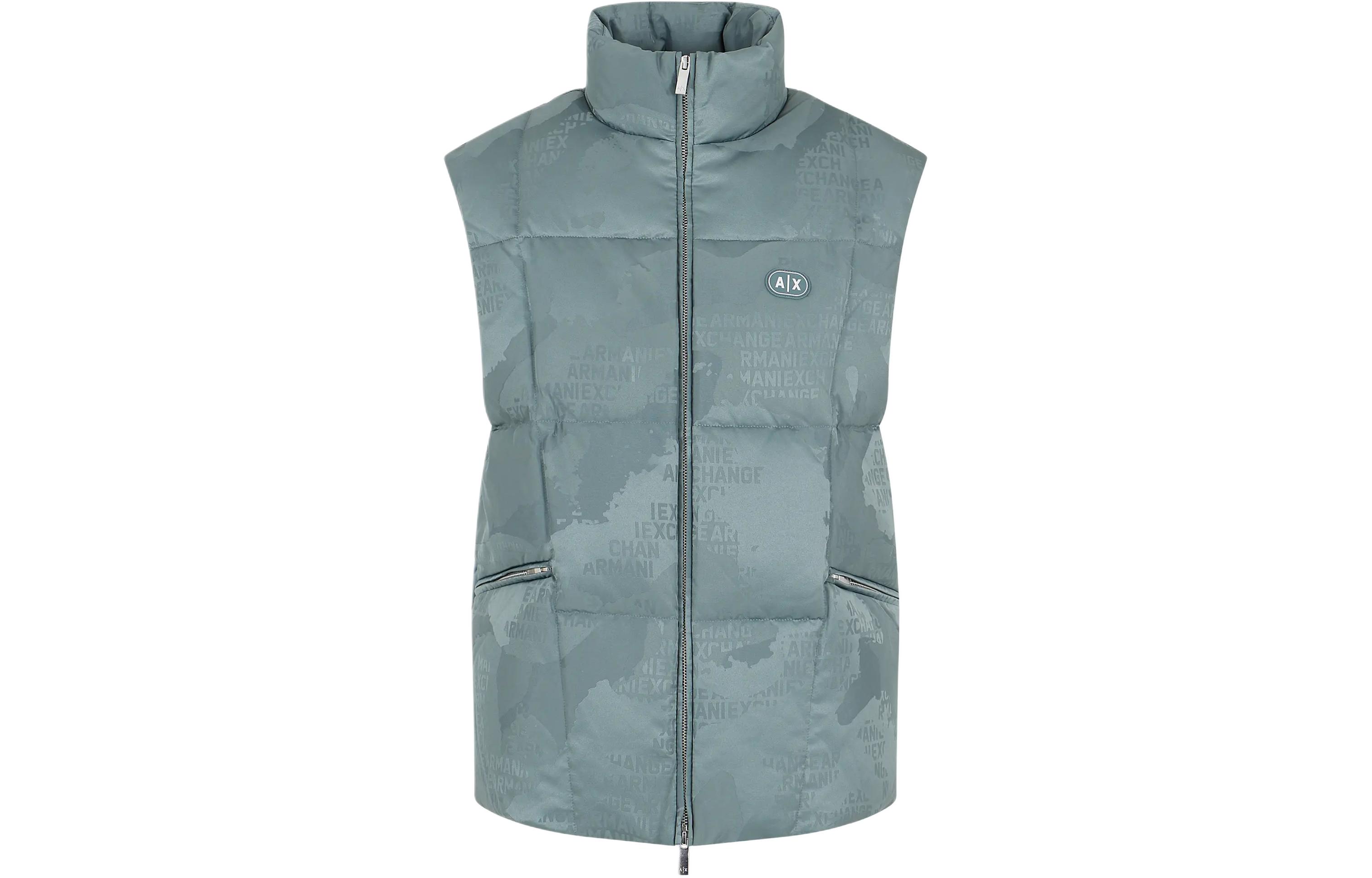 Details for Armani Exchange  Logo Print Sleeveless Puffer Jacket with Zipper Collar. 3DZQL5-ZN3HZ-55JK