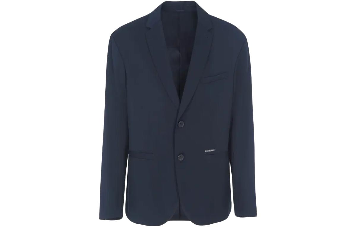 Order ARMANI EXCHANGE Navy Blazer FW23 Single-Breasted dengan Logo Besi. 6RZG07-ZNUWZ-1510