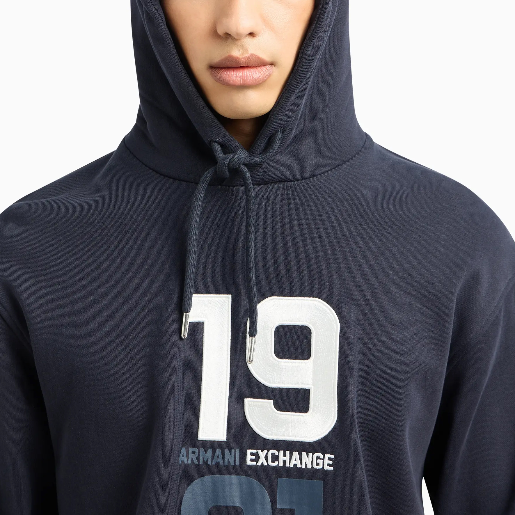 Details for 阿玛尼AX 海军蓝刺绣标志宽松版型卫衣 SS24. 3DZMLJ-ZJ4XZ-1583