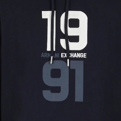 阿玛尼AX 海军蓝刺绣标志宽松版型卫衣 SS24. 3DZMLJ-ZJ4XZ-1583 Cheap 阿玛尼AX 海军蓝刺绣标志宽松版型卫衣 SS24. 3DZMLJ-ZJ4XZ-1583