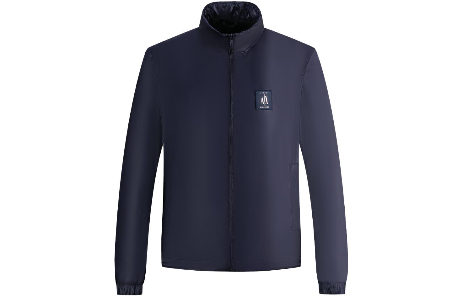 Order ARMANI EXCHANGE  Navy Blue Logo Long Sleeve Jacket. 8NZBP9-ZNYWZ-1583