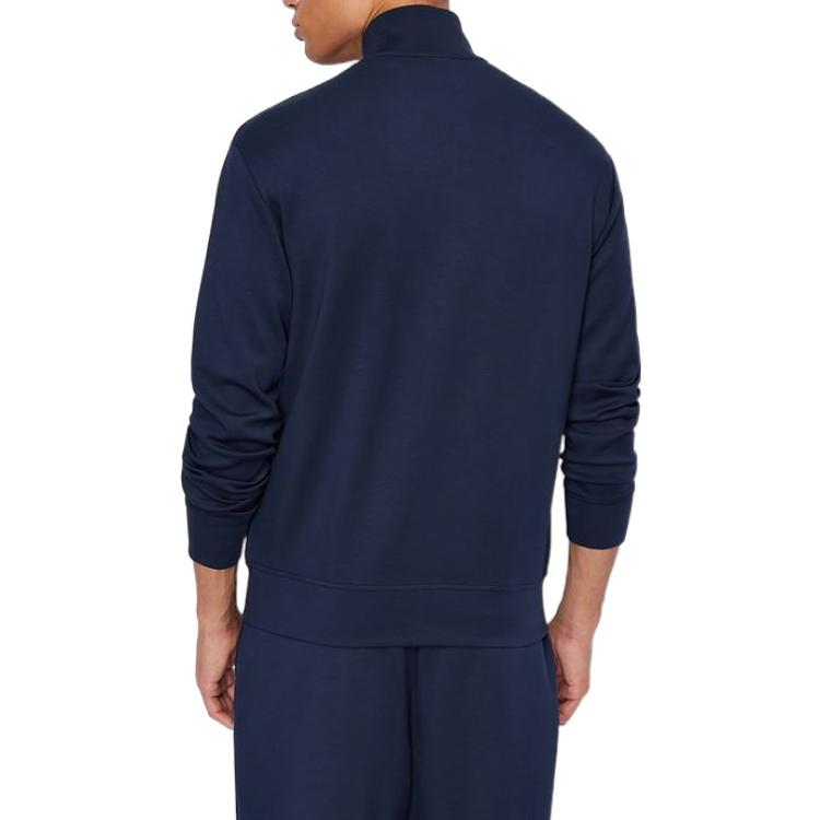 Purchase 阿玛尼AX 海军蓝印花标志拉链卫衣 SS22. 3LZMHD-ZJZDZ-15BA