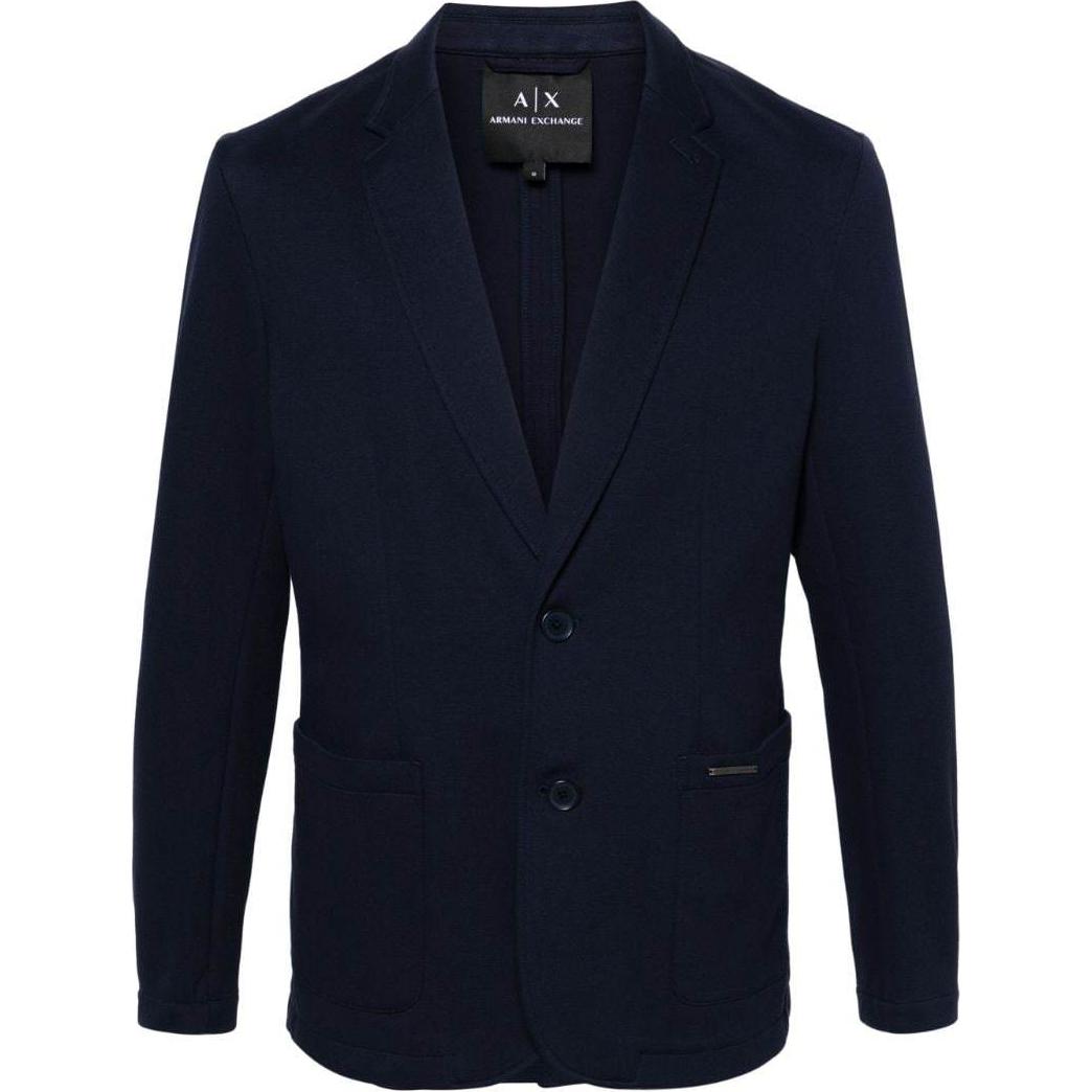 ARMANI EXCHANGE  Navy Blue Single-Breasted Logo Long Sleeve Blazer Jacket 3DZGJJ-ZJXLZ