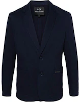 ARMANI EXCHANGE Navy Blue Single-Breasted Logo Long Sleeve Blazer Jacket 3DZGJJ-ZJXLZ ARMANI EXCHANGE Navy Blue Single-Breasted Logo Long Sleeve Blazer Jacket 3DZGJJ-ZJXLZ