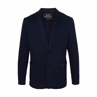 ARMANI EXCHANGE Navy Blue Single-Breasted Logo Long Sleeve Blazer Jacket 3DZGJJ-ZJXLZ