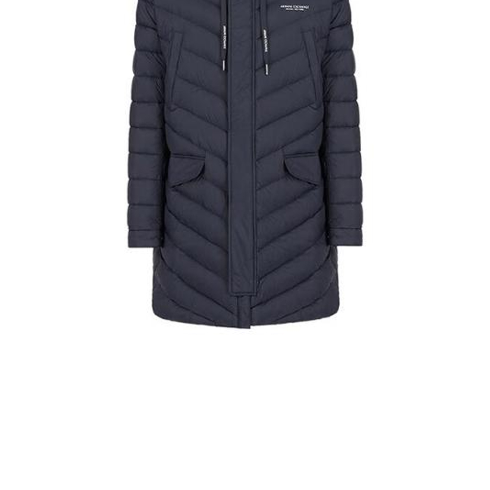 Sizing 아르마니 익스체인지 네이비 후드 롱 다운 자켓 코트 집업. 8NZL20-ZNW3Z-1583