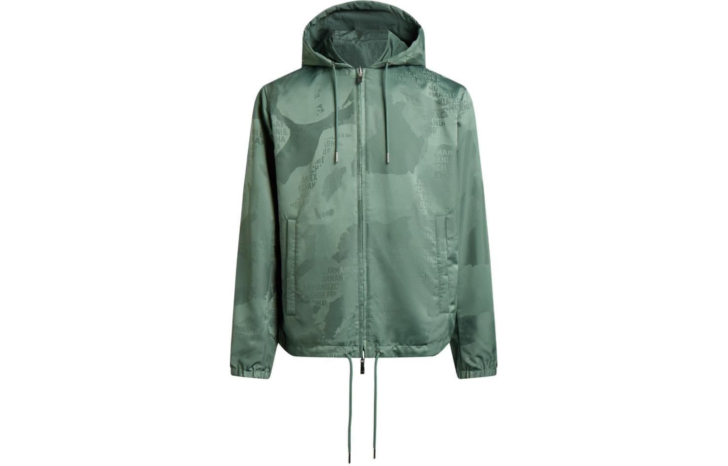 ARMANI EXCHANGE  Reversible Green Letter Print Zip Hoodie Jacket SS24. 3DZBL5-ZN3HZ-5812