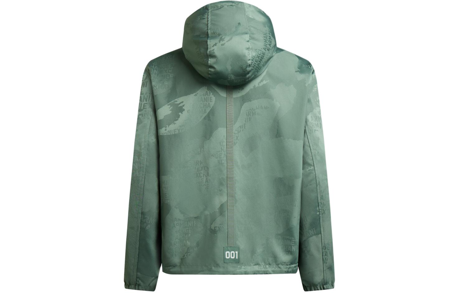 Lookbook 阿玛尼AX 双面绿色字母印花拉链连帽外套 SS24. 3DZBL5-ZN3HZ-5812