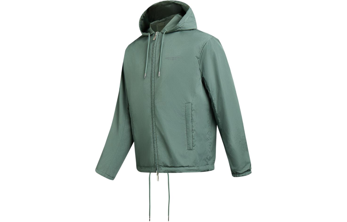 Sizing 阿玛尼AX 双面绿色字母印花拉链连帽外套 SS24. 3DZBL5-ZN3HZ-5812