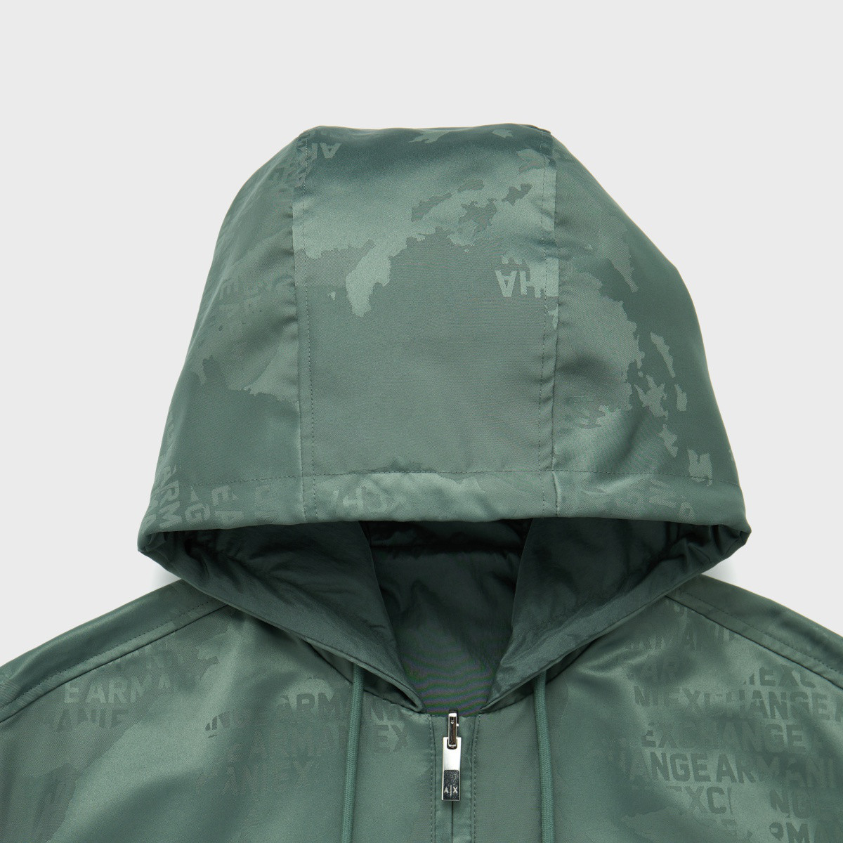 Cheap 阿玛尼AX 双面绿色字母印花拉链连帽外套 SS24. 3DZBL5-ZN3HZ-5812