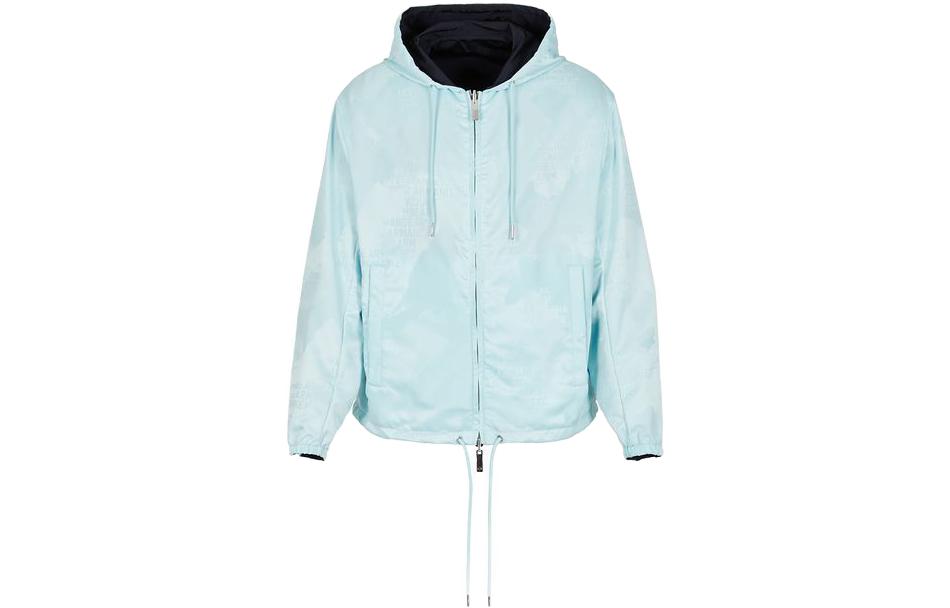 Armani Exchange  Reversible Letter Print Zip-Up Hoodie Jacket Light Blue. 3DZBL5-ZN3HZ-155JN