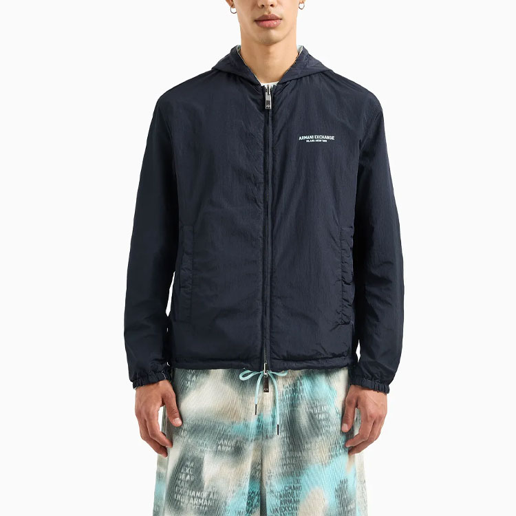 Purchase 阿玛尼AX双面字母印花拉链连帽外套淡蓝色 3DZBL5-ZN3HZ-155JN