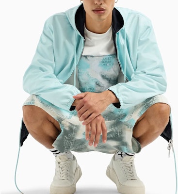 阿玛尼AX双面字母印花拉链连帽外套淡蓝色 3DZBL5-ZN3HZ-155JN Cheap 阿玛尼AX双面字母印花拉链连帽外套淡蓝色 3DZBL5-ZN3HZ-155JN