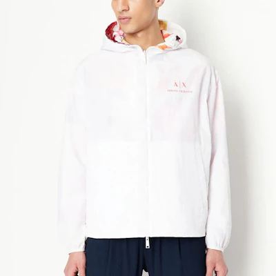 Armani Exchange 雙面Logo印花連帽外套 - 白色 3RZB46-ZN1CZ-21BV Shop Armani Exchange 雙面Logo印花連帽外套 - 白色 3RZB46-ZN1CZ-21BV