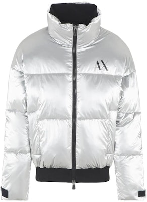 ARMANI EXCHANGE 銀色高領拉鏈棉質外套 字母印花 6RZB45-ZNPTZ-11987 Buy ARMANI EXCHANGE 銀色高領拉鏈棉質外套 字母印花 6RZB45-ZNPTZ-11987