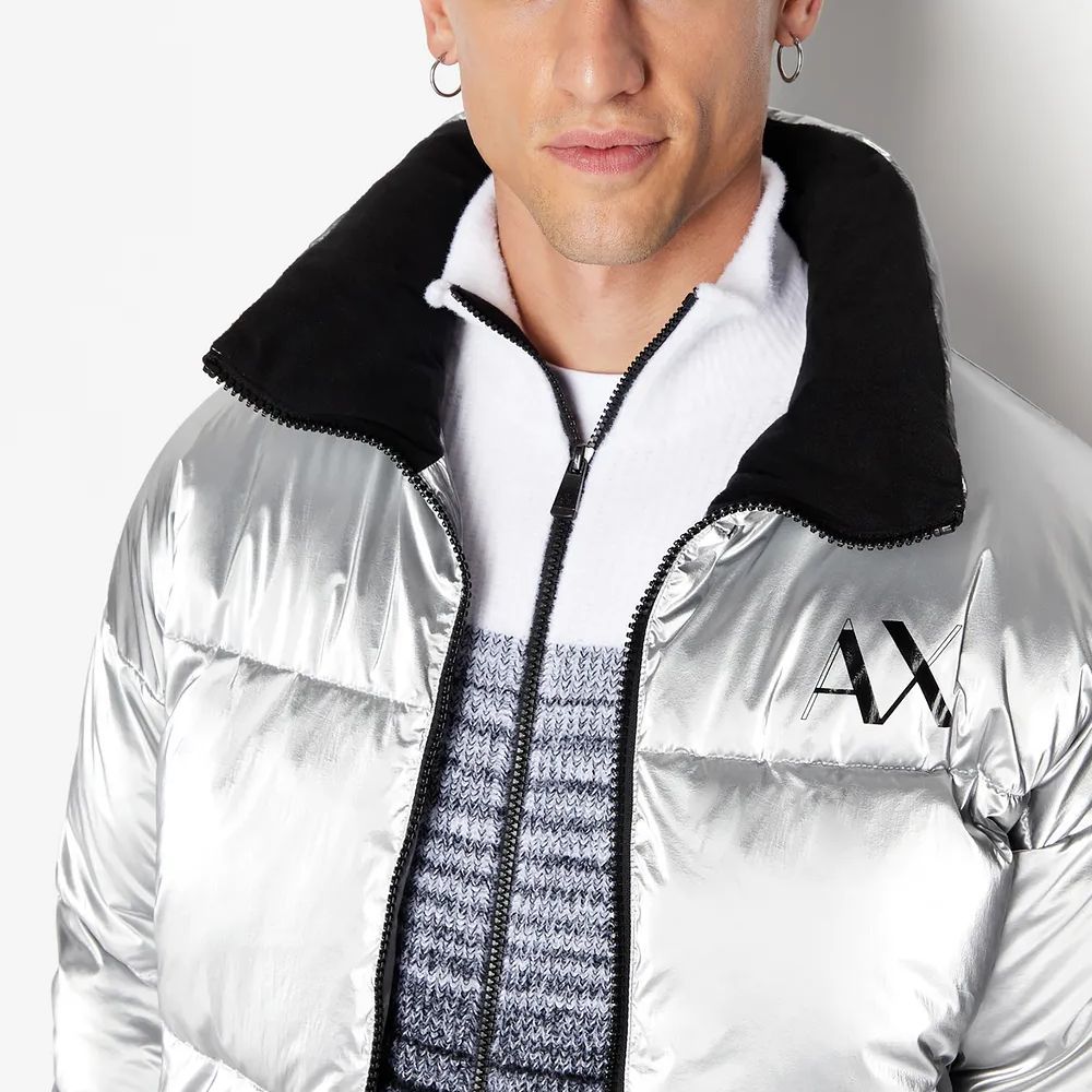 Details for ARMANI EXCHANGE 銀色高領拉鏈棉質外套 字母印花 6RZB45-ZNPTZ-11987