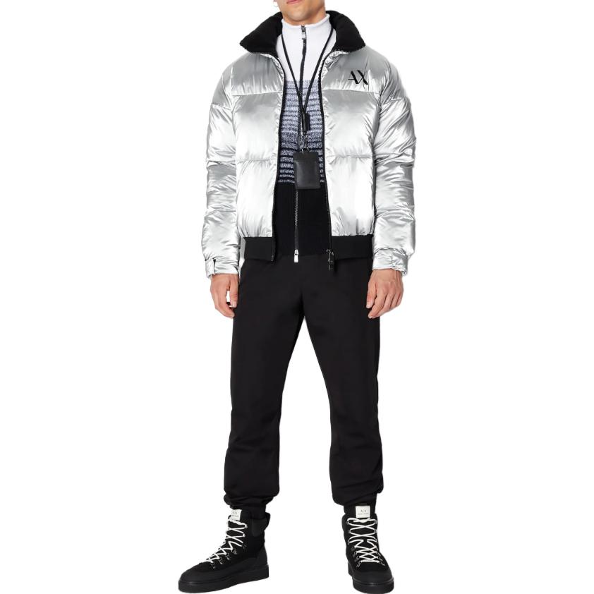 Lookbook 아르마니 익스체인지 실버 로고 프린트 캐주얼 코튼 자켓. 6RZB45-ZNPTZ-1987