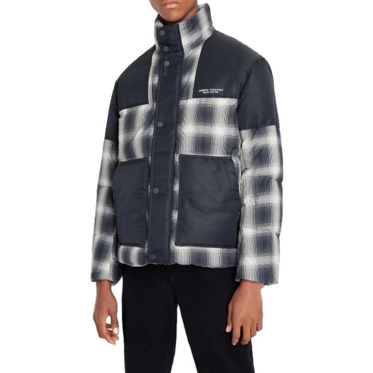 Lookbook ARMANI EXCHANGE  Single-Breasted Letter Print Jacket Navy SS23. 6LZBL4-ZNWTZ-145AD