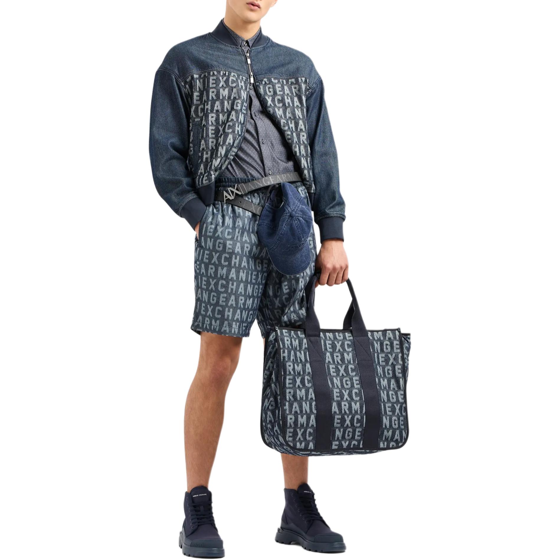 Lookbook ARMANI EXCHANGE 修身灰色印花牛仔短裤 5英寸款式 3DZSD1-Z1WAZ-05HC