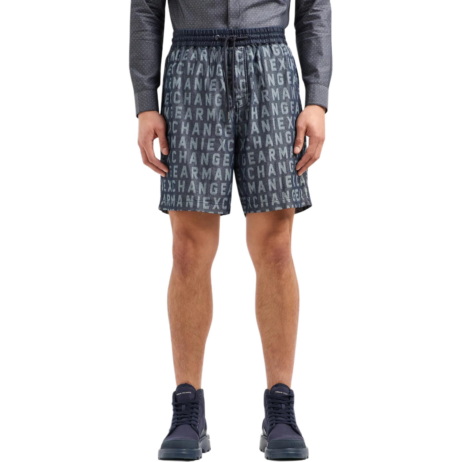 Shop ARMANI EXCHANGE 修身灰色印花牛仔短裤 5英寸款式 3DZSD1-Z1WAZ-05HC