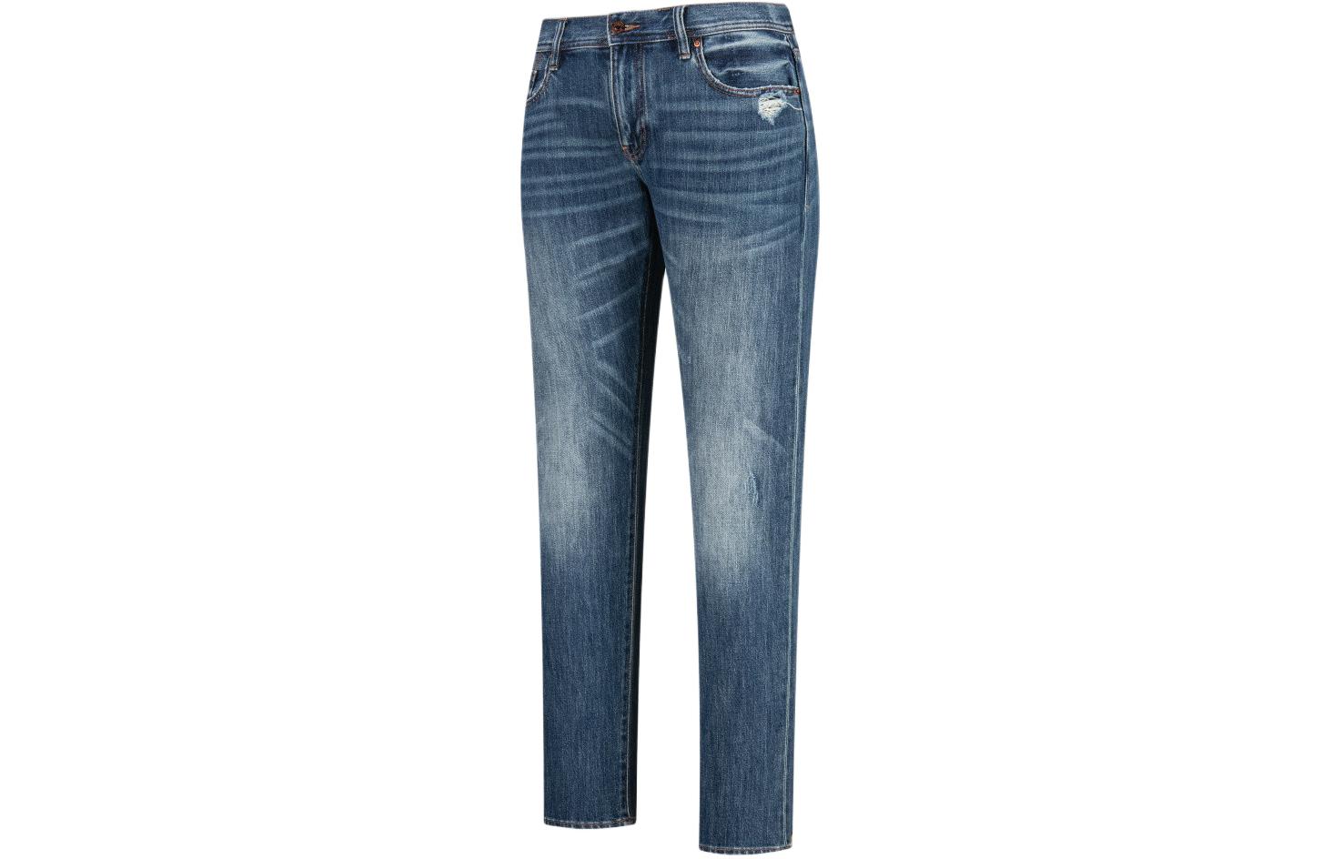 Shop 阿玛尼AX 蓝色修身直筒中腰牛仔裤 FW23 6RZJ13-Z28SZ-1500