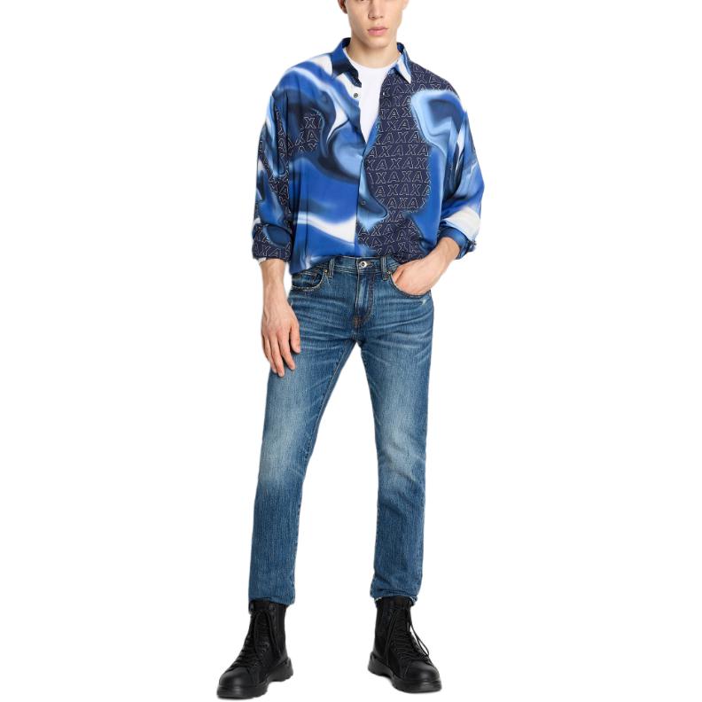 Purchase 阿玛尼AX 蓝色修身直筒中腰牛仔裤 FW23 6RZJ13-Z28SZ-1500