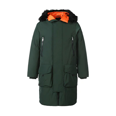 ARMANI EXCHANGE Solid Long Hooded Cotton Jacket Deep Forest Green. 6KZL48-ZNITZ-1863