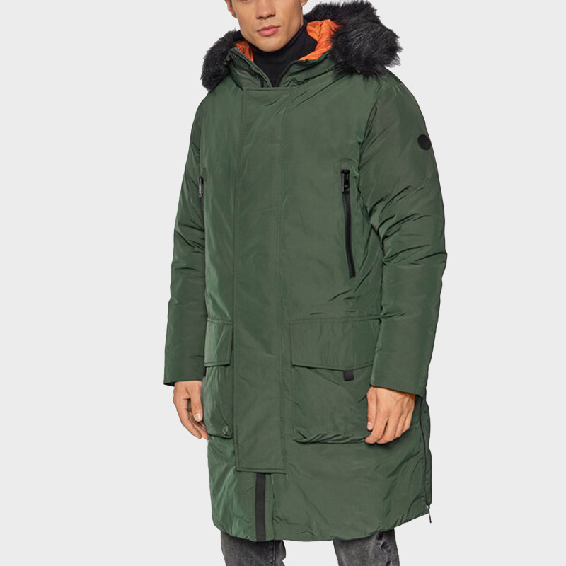 Details for 아르마니 익스체인지 솔리드 롱 후드 코튼 재킷 딥 포레스트 그린. 6KZL48-ZNITZ-1863