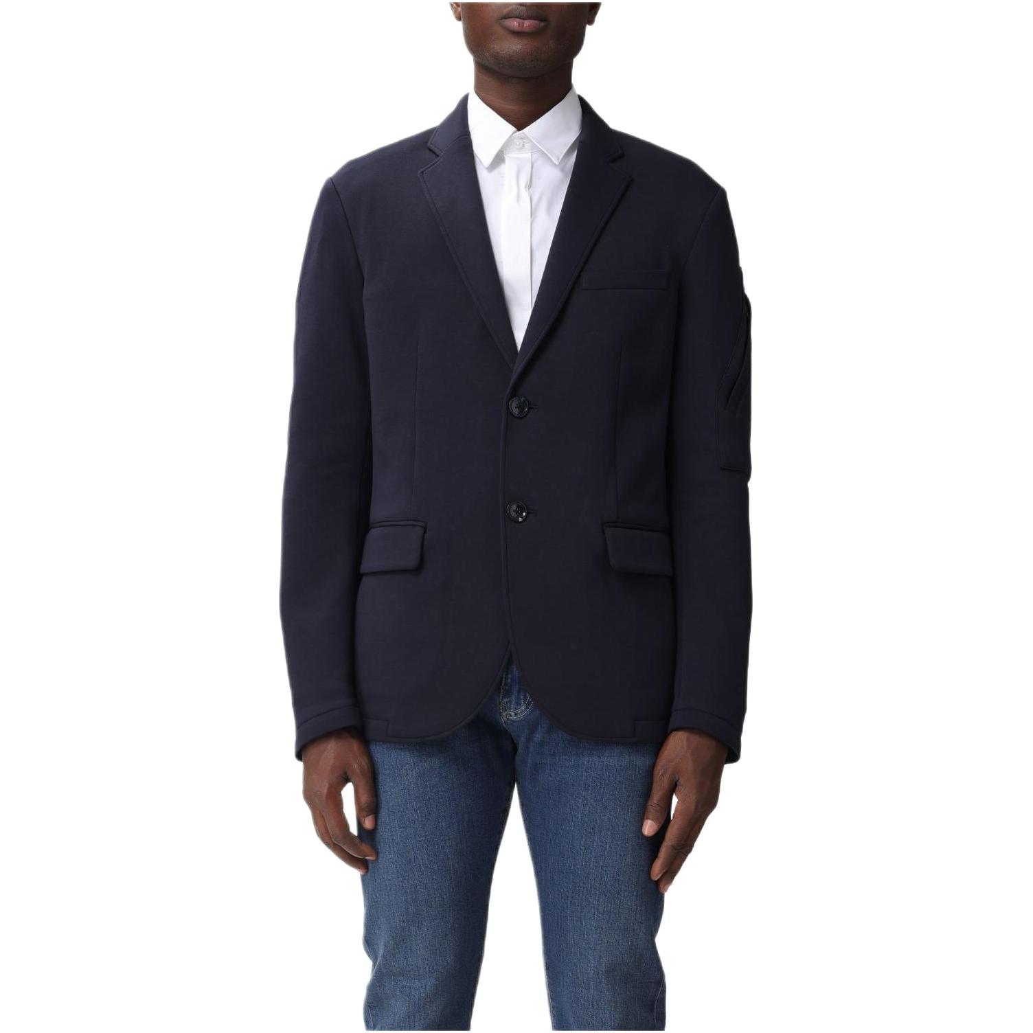 ARMANI EXCHANGE  Solid V-Neck Single-Breasted Blazer Jacket. 6RZGLB-ZJZGZ-1583